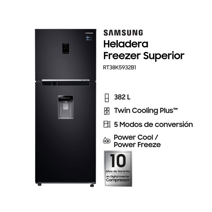 Heladera Samsung RT38K5932B1 Black con dispenser 382 L - Vista 1