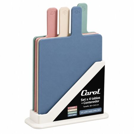 Set x4 Tablas de Picar Multiuso Carol + Contenedor