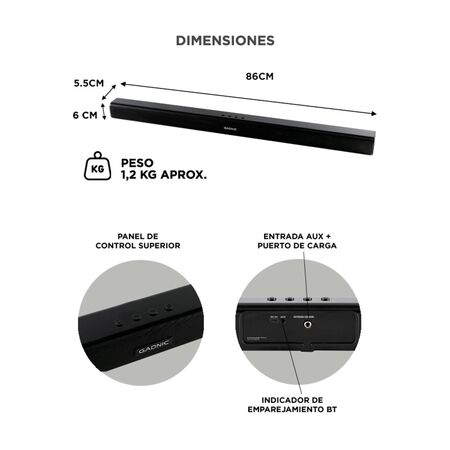 Barra de Sonido Gadnic Bluetooth Para Casa Escritorio Inalámbrico