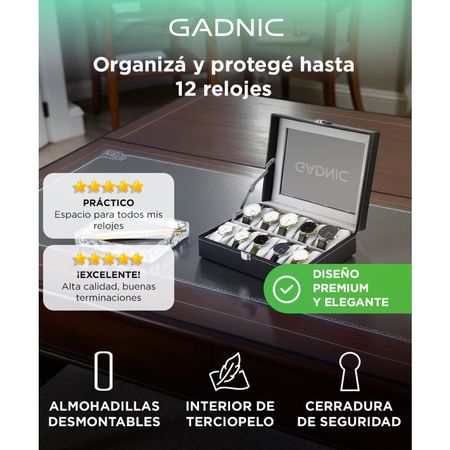 Estuche Organizador Gadnic de 12 Relojes Con Bisagra de Metal