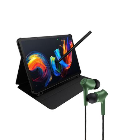 TABLET TCL NXTPAPER 11 PLUS + FLIPCASE + T-PEN NEG + Auriculares HUNE con Microfono Tipo C - Bosque-#COMBO#-