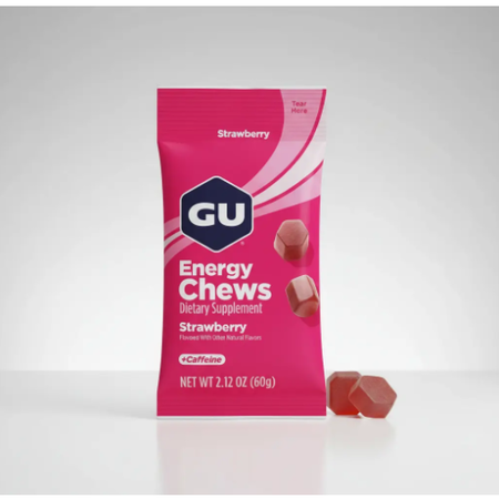 Caja X12 GU Energy Chews Strawberry - Gomitas energéticas sabor frutilla