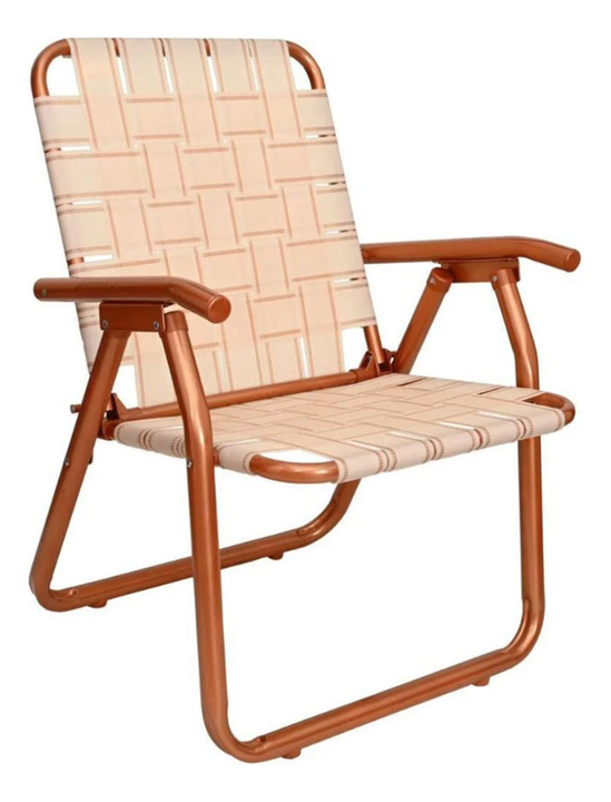 Sillón Reposera Aluminio Descansar 80049 1 Posic Reforzada Hueso Cobre - Vista 1