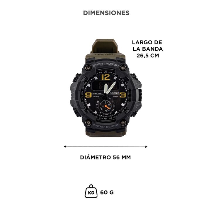 Reloj Digital Gadnic RM80F23 Hombres Sumergible Alarma Cronometro Display LED - Vista 6