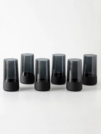 Set 6 Vasos Blackly Effect 540ml Vidrio Negro Negro