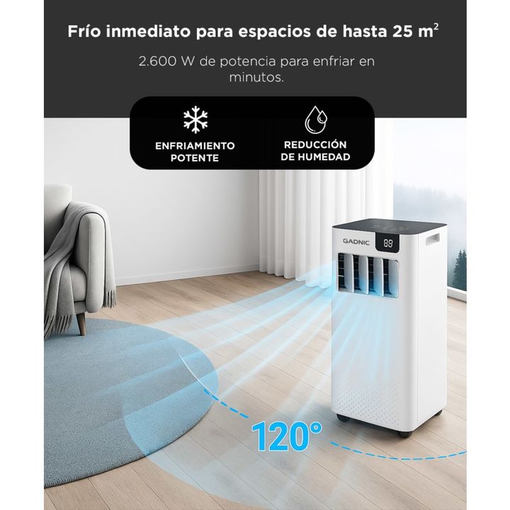 Aire Acondicionado Portátil Gadnic 2600 W 2300 Frigorias Frio con Control Remoto - Vista 3