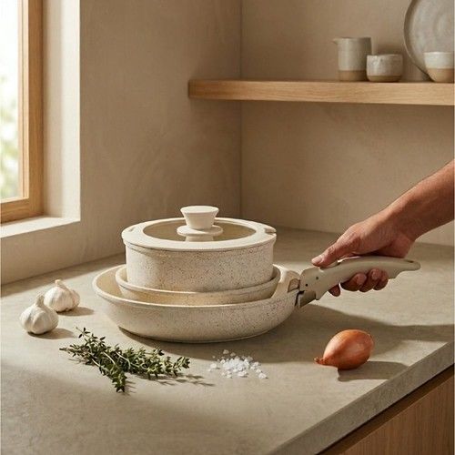 Batería de Cocina 5 en 1 Antiadherente Granito Carol Beige - Vista 3