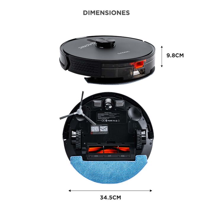 Aspiradora Robot Gadnic Láser 5000 PA Mopa App Inteligente Descarga Automática Batería 3200 mAh 120 Min de Uso - Vista 6