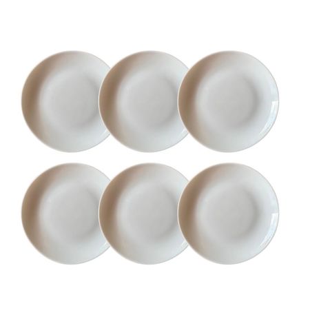 Set X 6 Platos Postre 19 Cm Vidrio Templado Blanco