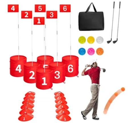 Juego Golf Gadnic 6 Hoyos Portatil Exterior Banderas Palos Bolas Set Completo