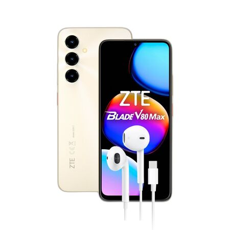 Combo ZTE V80 Max 4+256GB Dorado + Auriculares Manos Libres Dekkin USB-C