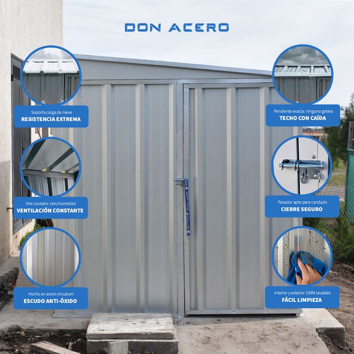 Deposito Armario Caseta Cobertizo de jardin 2x2 Techo 1 agua DON ACERO - Vista 5