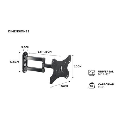 Soporte de Pared para TV Monitor Gadnic Extensible 14 a 43 Pulgadas