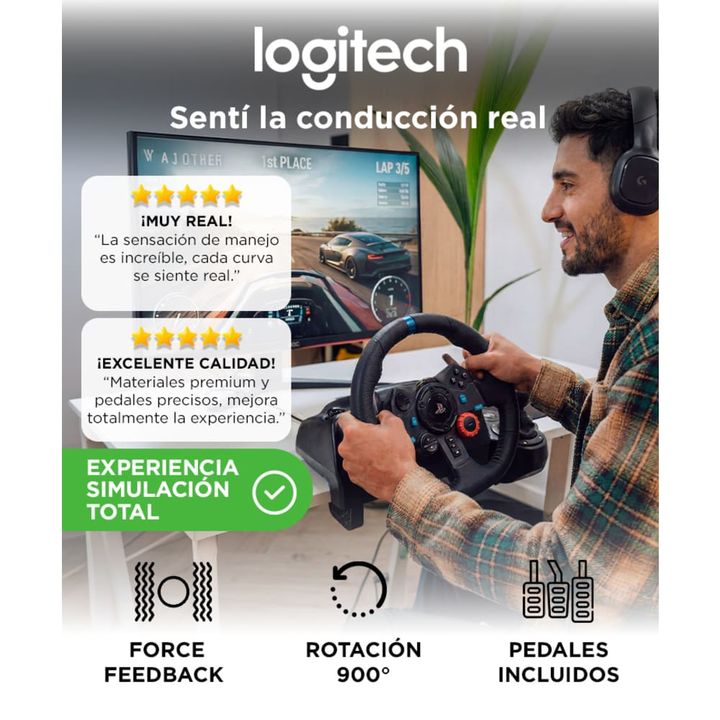 Volante Logitech G29 Force Feedback Realista Simulación 900 Grados Con Pedales Incluidos - Vista 2