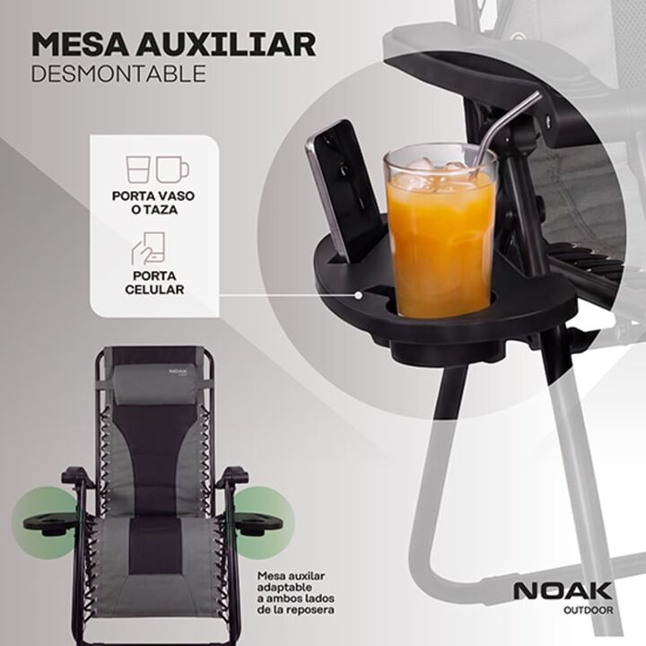 Set x2 Reposeras Plegables NOAK Zero Gravity Acero Acolchada - Vista 3