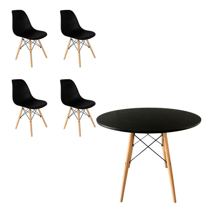 Juego De Comedor Mesa Eames 120cm+4 Sillas Eames Negro - Vista 3