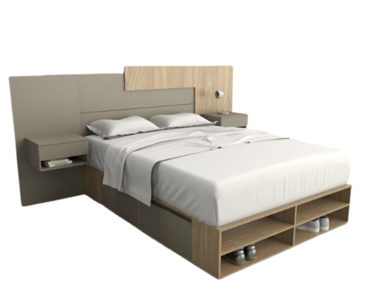 Base Cama Box Linea Minimal 1.40m 4 Cajones Con Estantes 6442 Olmo/Gris C Tables - Vista 7