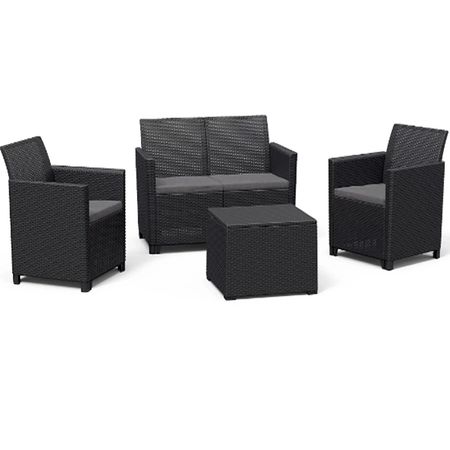 Set de Jardin Keter Emma 2 Sillas 1 Sillon 1 Mesa Graphite