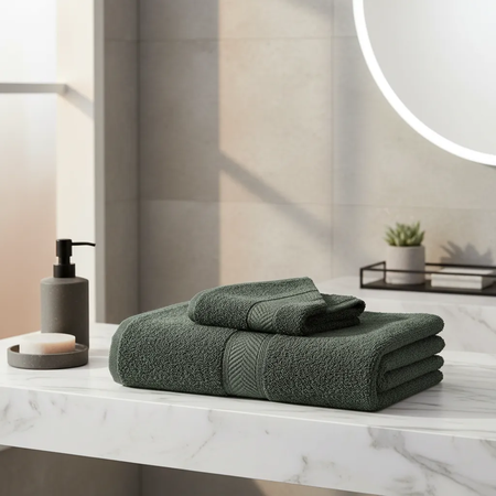 Juego Toalla Y Toallón Franco Valente 400g 100% Algodon Verde Ingles