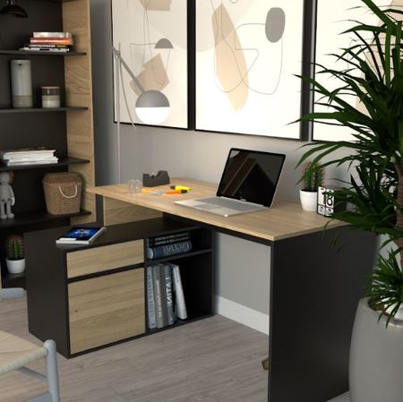 Escritorio Linea Home C/ Mueble 1pta 1caj 3048 Olmo/N Tables