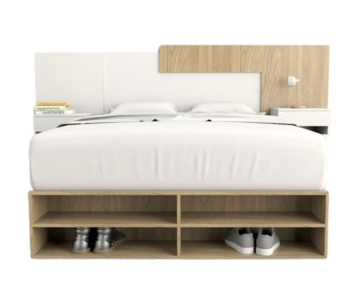 Base Cama Box Linea Minimal 1.40m 4 Cajones Con Estantes 6442 Olmo/Everest Tables - Vista 9
