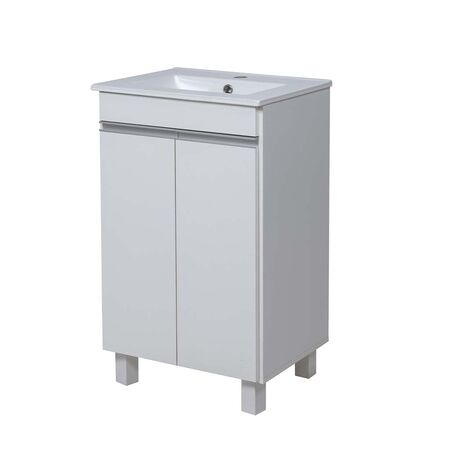 VANITORY DE PIE 50 CM BLANCO CON BACHA 2 PUERTAS