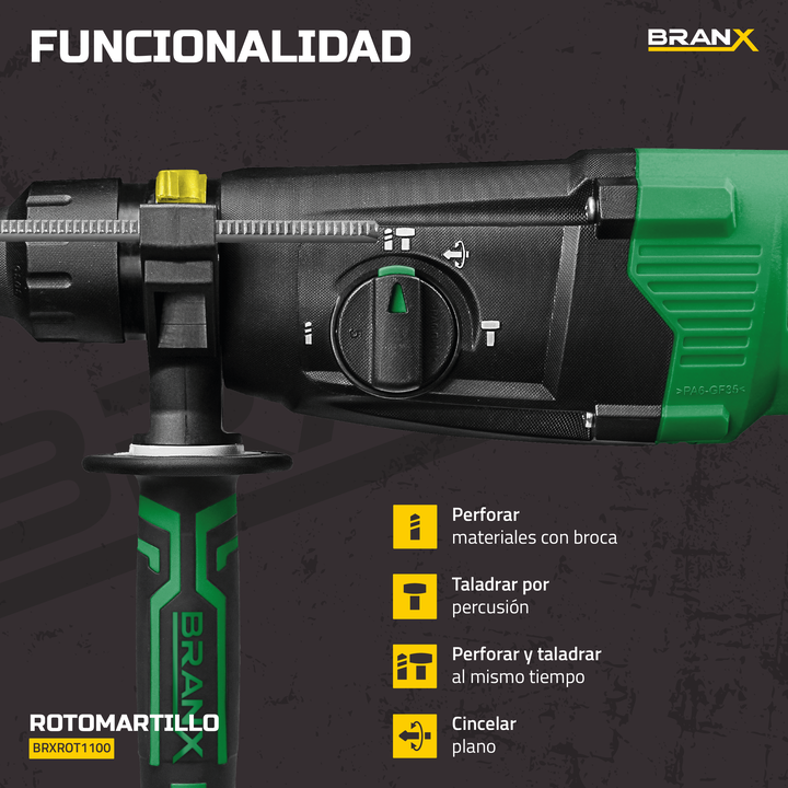 Rotomartillo Taladro Percutor 1100w Branx Con Accesorios - Vista 4