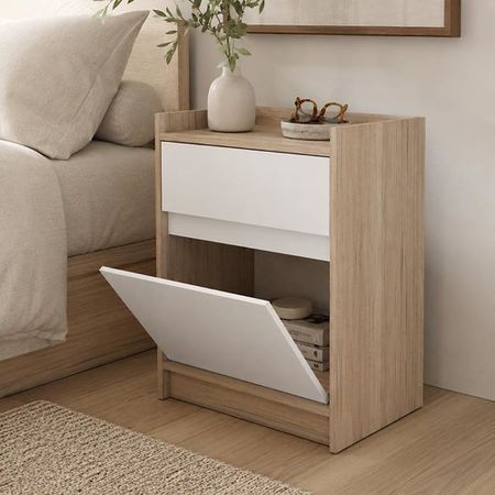 Mesa de Luz 1 Cajon 1 Puerta DS Home Blanco Coco 48x64x46 cm