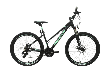 Bicicleta Raleigh Mojave 2.0 D R27,5"- Talle 18"/M - Negro/Verde -Cuadro de aluminio- Frenos a discos mecánicos- 21 Vel. 