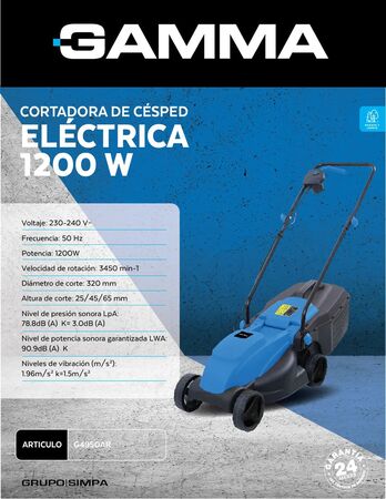 Cortadora De Césped Gamma G4950 Eléctrica 1200w 3 Reg  Color Azul