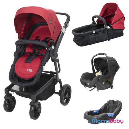 COCHECITO GTS QUANTUM 4 EN 1 ROJO CON HUEVITO Y BASE GTS