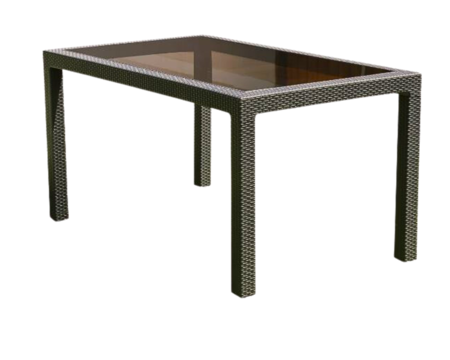 Mesa Plastica Indonesia 150x90 Ratan C/Vidrio Capuchino Voss