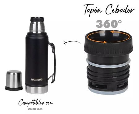 Termo acero inox  Waterdog con manija 1 litro negro