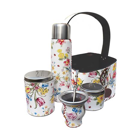 Matera completa Canasta Yerba Azucar Termo Mate Y Bombilla