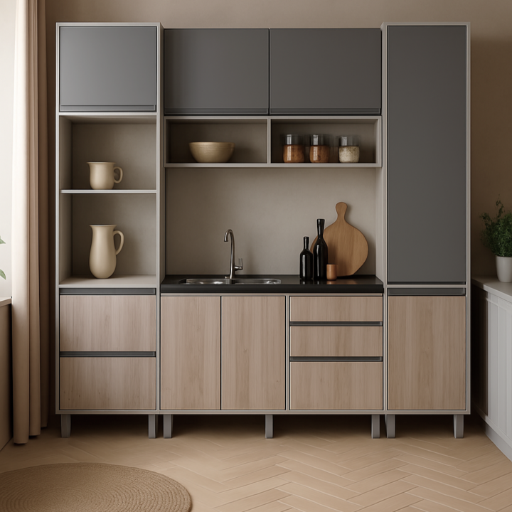 Mueble Multiuso Porta Horno 60 CM 1 Puerta 2 Cajones Gris Sorrento - Vista 5