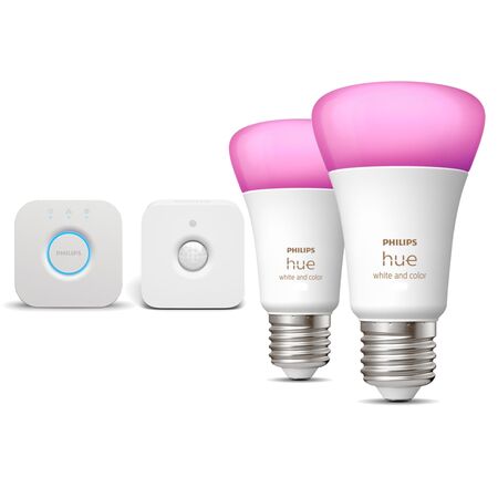 Kit De Inicio Phlips Hue E27 Color X2 + Sensor De Mov. 