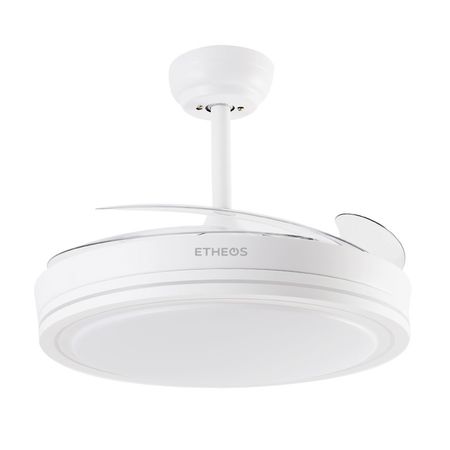 Ventilador De Techo Retráctil Etheos GVTI-VTRB Blanco Luz Led Control