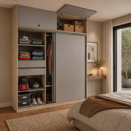 Placard Corredizo 1,79m. C|baulera  Coco Bolo|gris C. Tables