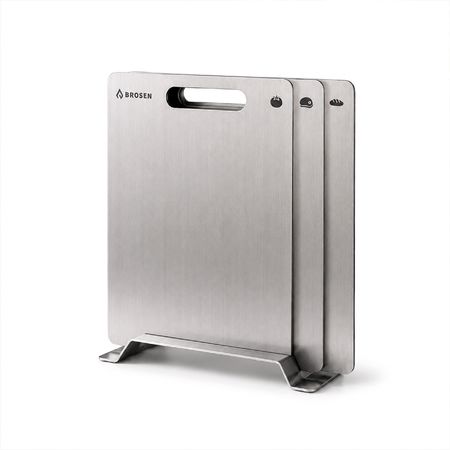 Set X3 Tablas de Cortar Brosen Acero Inox Grabadas Con Base