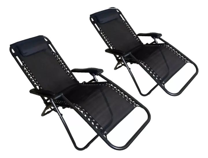 2 Reposeras Jardin Gravedad Zero Negro Hierro Coversol Cts - Vista 3
