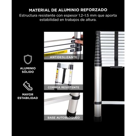 Escalera Telescópica Gadnic De Aluminio Extensible 5 Metros  