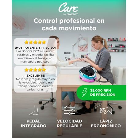 Torno de Manicura Care Gadnic 35000RPM Con Pedal de Control