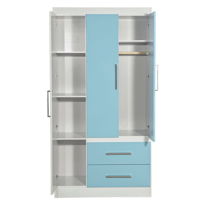 Combo para Dormitorio Placard y Mesa de Luz Reforzados Maximo Fortaleza Infantil Celeste y Blanco - Vista 9