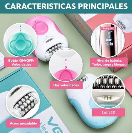 Depiladora eléctrica facial corporal 2 en 1 VGR
