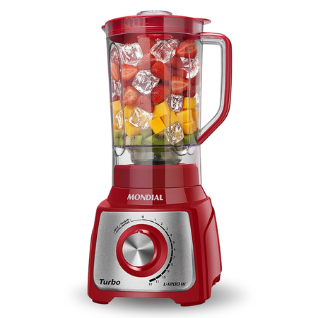 Licuadora Mondial L-1200 Turbo Inox Capacidad De 3l En Rojo