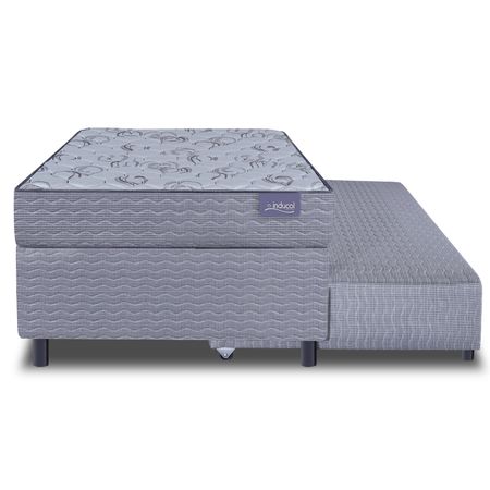 Conjunto Colchon y Sommier Marinero Bicama 1 Plaza y Media 100x200cm de Espuma Firme y Resortes Bonell Tela de Jackard con Ruedas Inducol