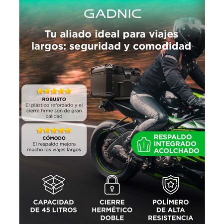 Baúl Para Motos Vetra by Gadnic 45 Litros Impermeable Con Respaldo