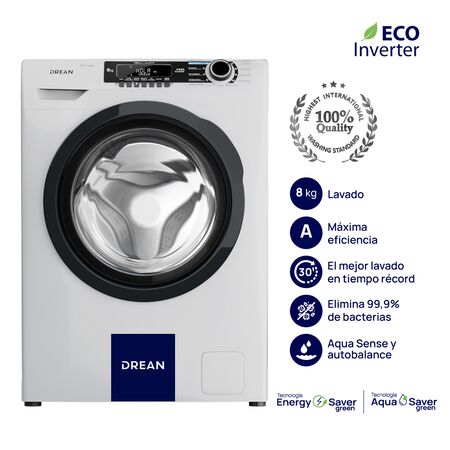 Lavarropas Ecoinverter 8 Kg 1400 RPM Blanco Drean LCFDR0814SB0