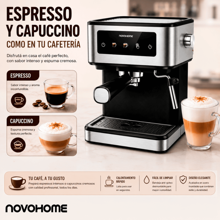 Cafetera Expresso Tactil 1.7L 20 Bar Novohome C/Vaporizador - Vista 7