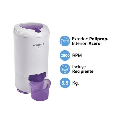 Secarropa Centrífugo Koh-I-Noor 5.5 KG Blanco Vision C-755